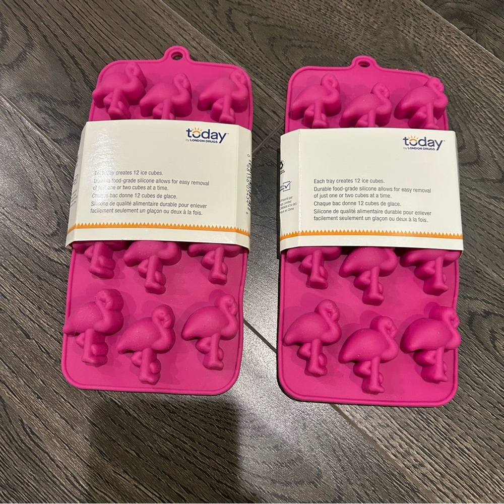 Pink Flamingo Ice Cube Trays 3 sets - Picture 3 of 5